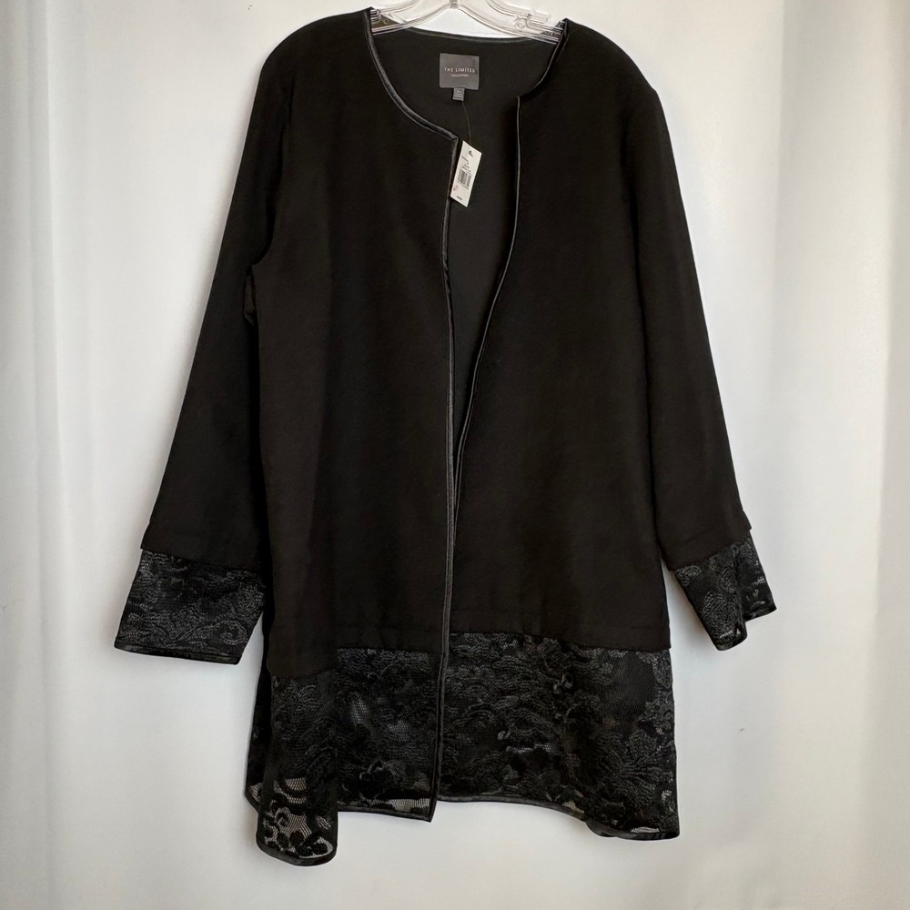 The Limited Collection Black Lace Hem Open Front Jacket Plus‎ Size 2X NWT